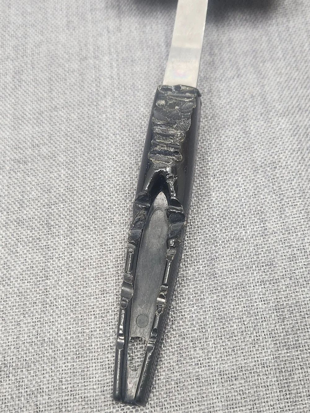 Vintage Stainless Steel Slotted Spatula Black Handle Made In Japan.